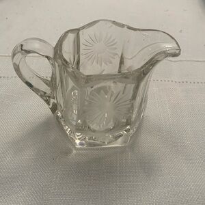 Vintage clear glass hexagonal creamer